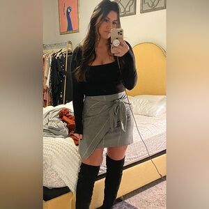 WHO WHAT WEAR plaid cross tie skirt